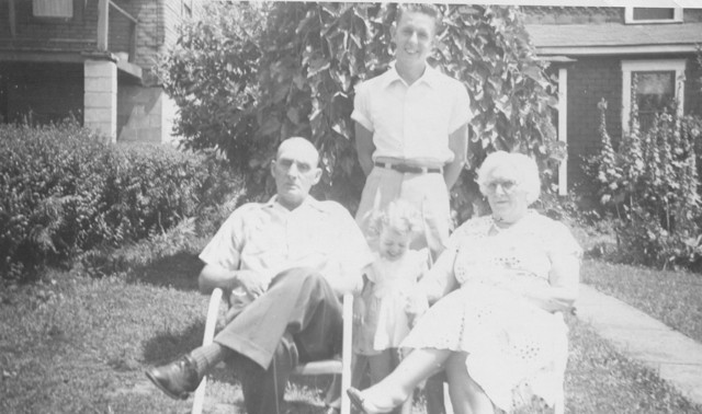 Wes with Grandparents Pearl and Sarah Whitsell and little sister Sandra Bentley Summer 1953