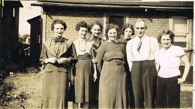 Grandma and Grandpa W with five of six daughters