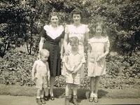 Mom and Aunt Sylvia with Dennie, Barry and Mildreds daughter Larue